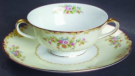 Mystery #175 Footed Cream Soup Bowl & Saucer Set