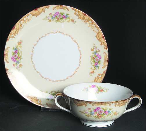 Mystery #176 Footed Cream Soup Bowl & Saucer Set