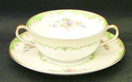 Mystery #18 Flat Cream Soup Bowl & Saucer Set