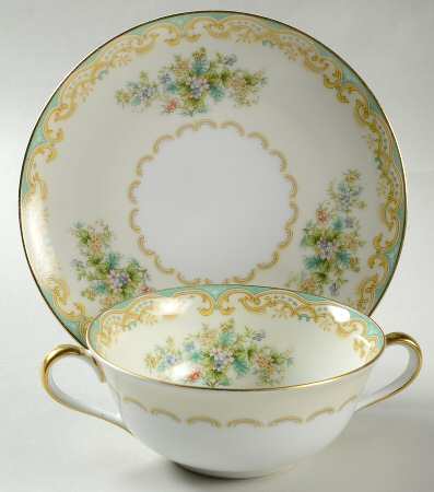 Mystery #197 Flat Cream Soup Bowl & Saucer Set