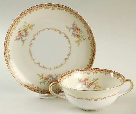Mystery #20 Flat Cream Soup Bowl & Saucer Set