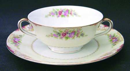 Mystery #209 Footed Cream Soup Bowl & Saucer Set
