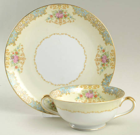 Mystery #234 Footed Cream Soup Bowl & Saucer Set