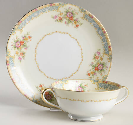 Mystery #46 Footed Cream Soup Bowl & Saucer Set