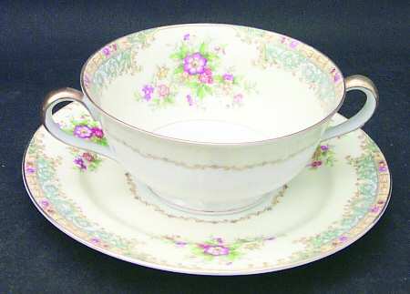 Mystery #46 Footed Cream Soup Bowl & Saucer Set