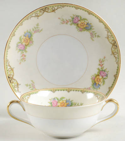 Mystery #50 Flat Cream Soup Bowl & Saucer Set