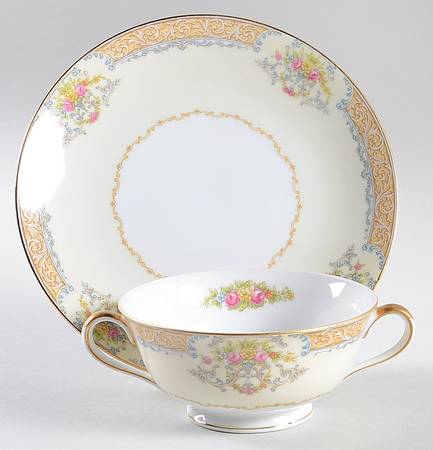 Mystery #56 Footed Cream Soup Bowl & Saucer Set