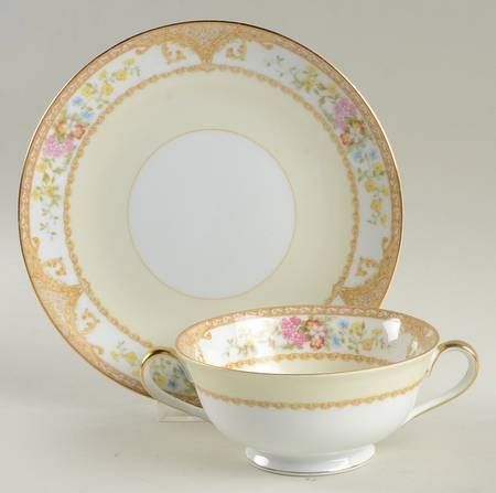 Mystery #57 Footed Cream Soup Bowl & Saucer Set