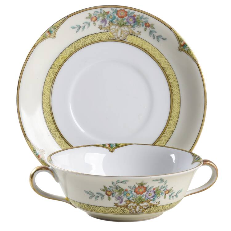 Mystery #64 Flat Cream Soup Bowl & Saucer Set