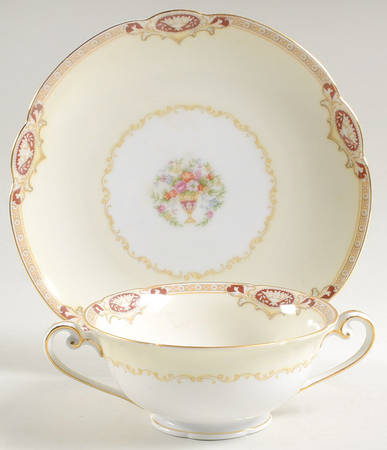 Mystery #71 Footed Cream Soup Bowl & Saucer Set