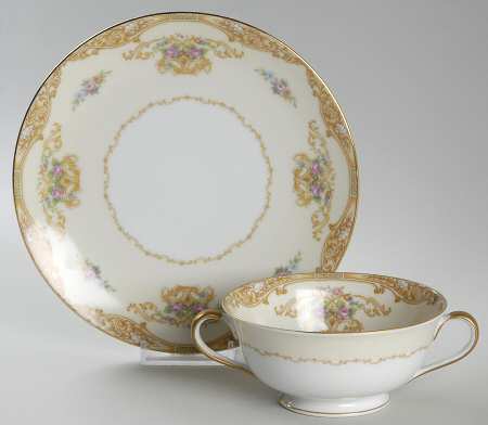 Mystery #89 Footed Cream Soup Bowl & Saucer Set