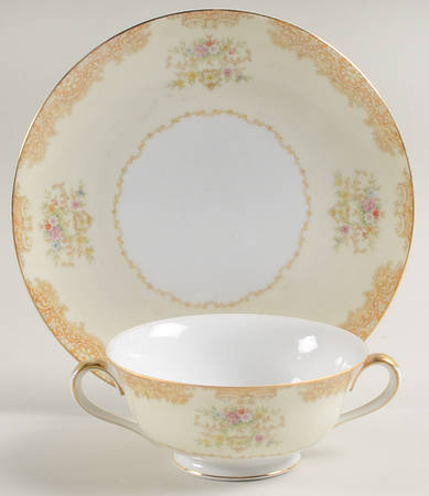 N127 Footed Cream Soup Bowl & Saucer Set