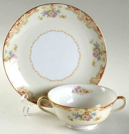 N153 Footed Cream Soup Bowl & Saucer Set