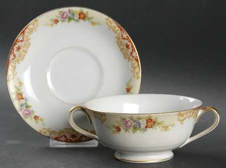 N191 Footed Cream Soup Bowl & Saucer Set