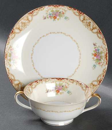 N234 Footed Cream Soup Bowl & Saucer Set