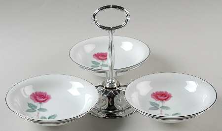 N34 7" x 12" 3-Part Relish & Metal Stand (FR) HC