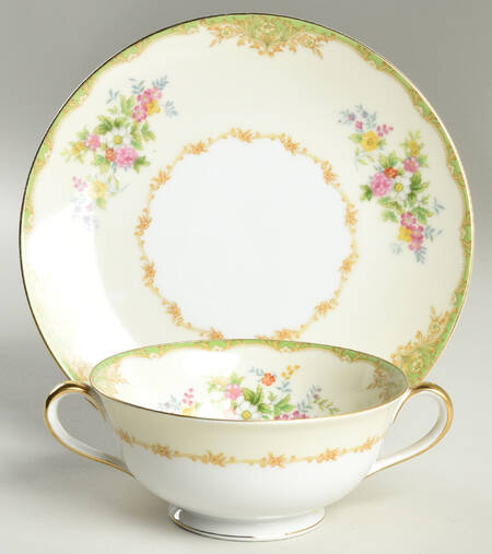 N355 Footed Cream Soup Bowl & Saucer Set