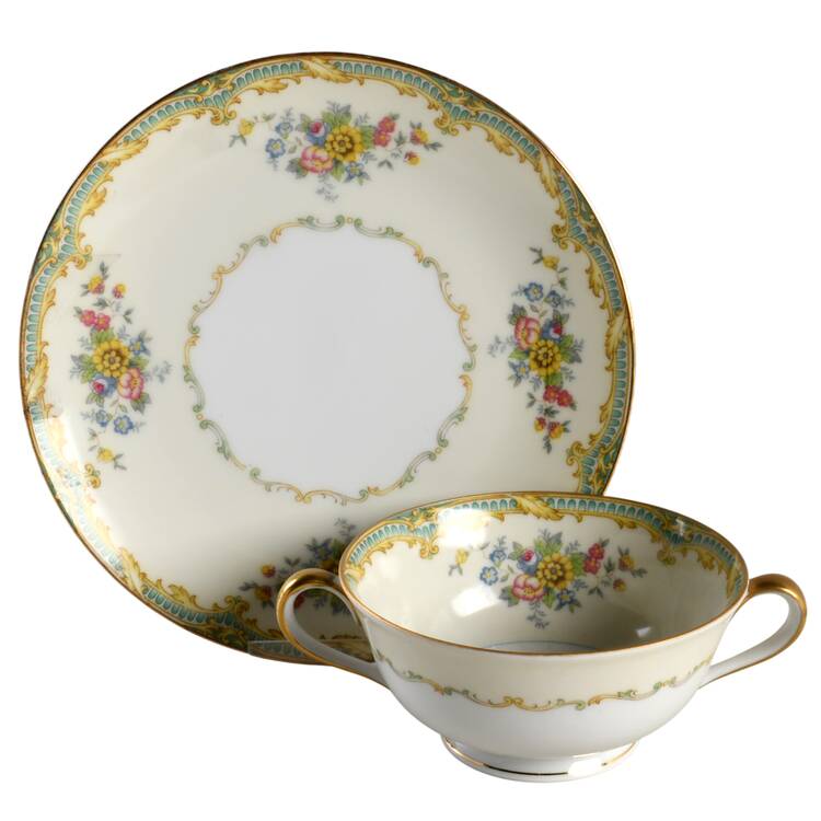 N395 Footed Cream Soup Bowl & Saucer Set