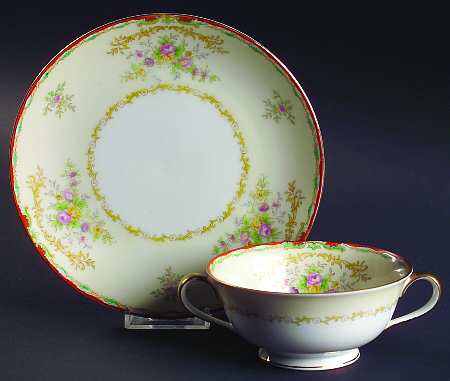 N431 Footed Cream Soup Bowl & Saucer Set