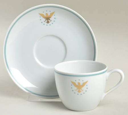 President (Green Band) Flat Demitasse Cup & Saucer Set