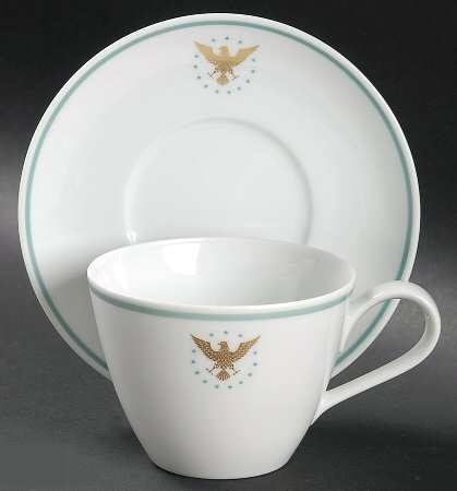 President (Green Band) Flat Cup & Saucer Set