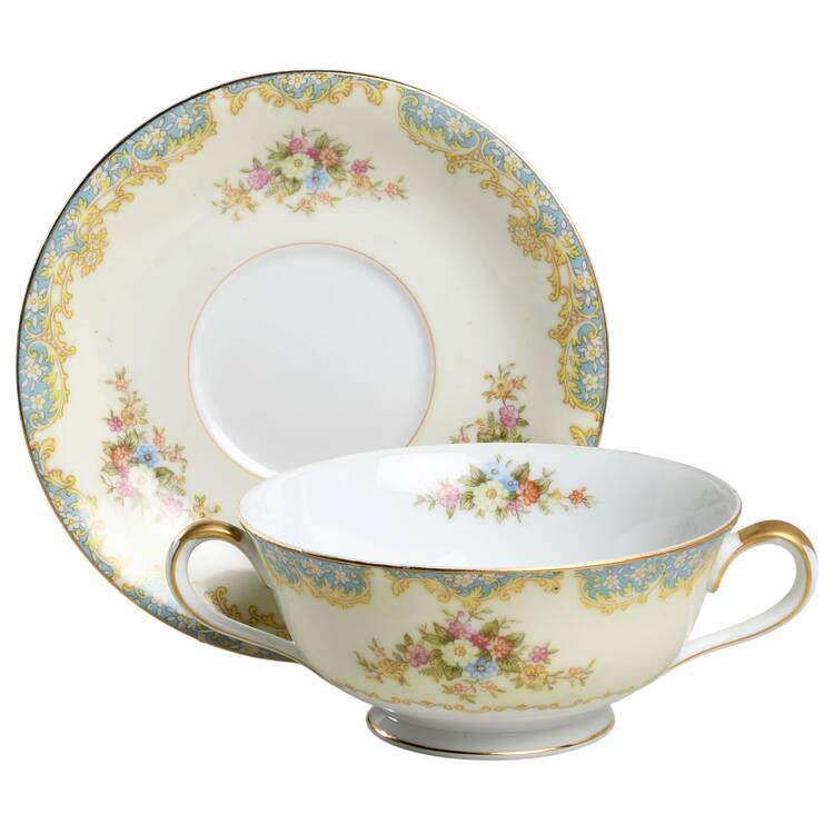 N49 Footed Cream Soup Bowl & Saucer Set