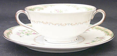 N502 Footed Cream Soup Bowl & Saucer Set