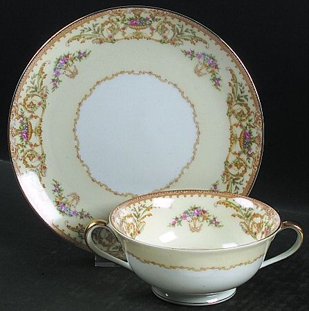 Nanette Footed Cream Soup Bowl & Saucer Set