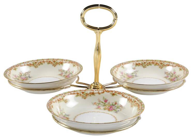 Nanarosa 7" x 12" 3-Part Relish & Metal Stand (FR) HC