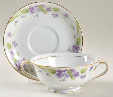 Nancy Footed Cream Soup Bowl & Saucer Set