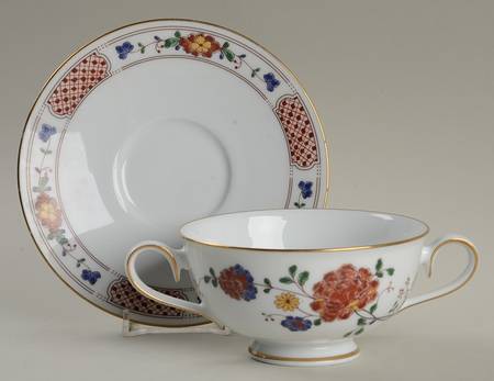 Nanking Footed Cream Soup Bowl & Cup Saucer Set