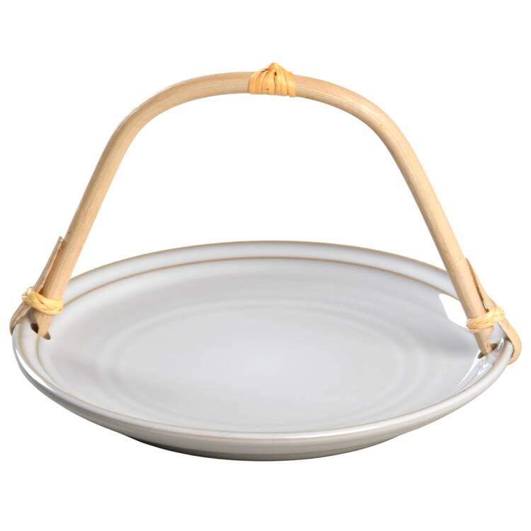 Nimbus 5 3/8"-5 5/8" Bamboo Handled Serving Plate  HC
