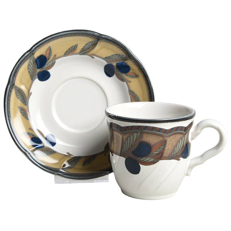 Olive Wreath Flat Cup & Saucer Set