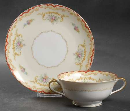 Oradell Footed Cream Soup Bowl & Saucer Set