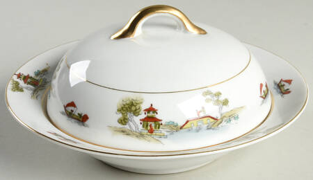 The Pagoda Round Covered Butter with Strainer
