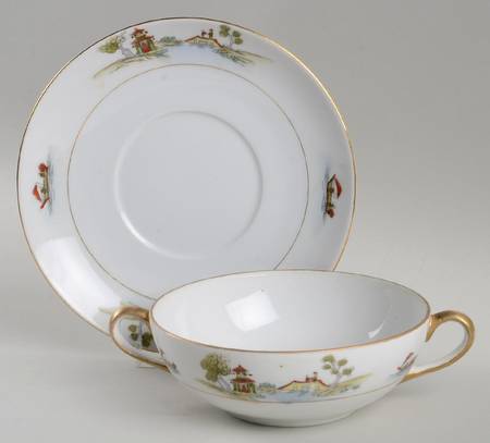 The Pagoda Flat Cream Soup Bowl & Saucer Set