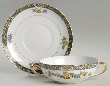Paisley Flat Cream Soup Bowl & Saucer Set