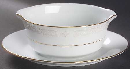 Parisian Lace Gravy Boat with Attached Underplate