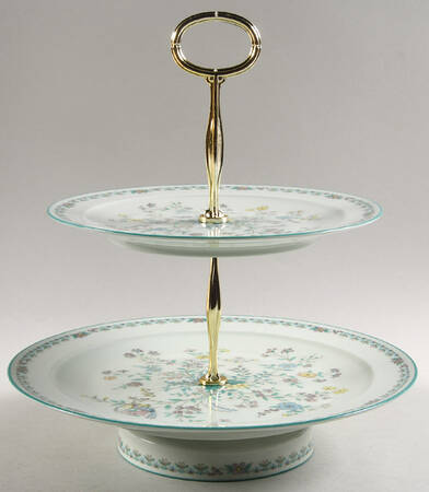 Paradise Green 11 1/4"  2 Tier Footed Serving Tray (DP,SP,FR) HC