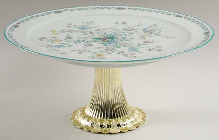 Paradise Green Cake Stand with 4"-5" Metal Pedestal  Hc