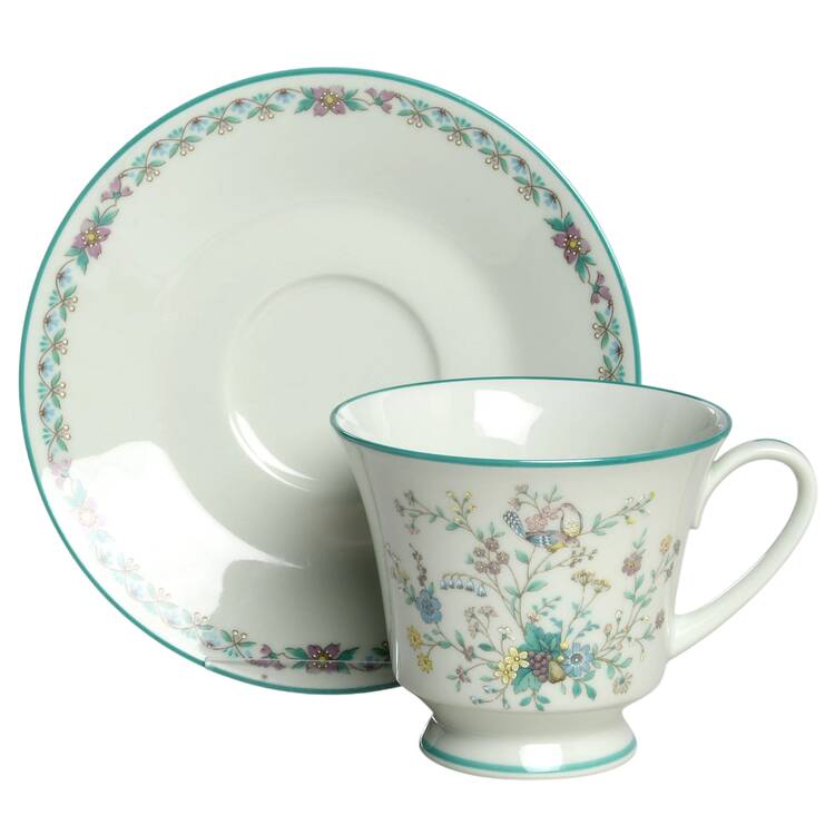 Paradise Green Footed Cup & Saucer Set