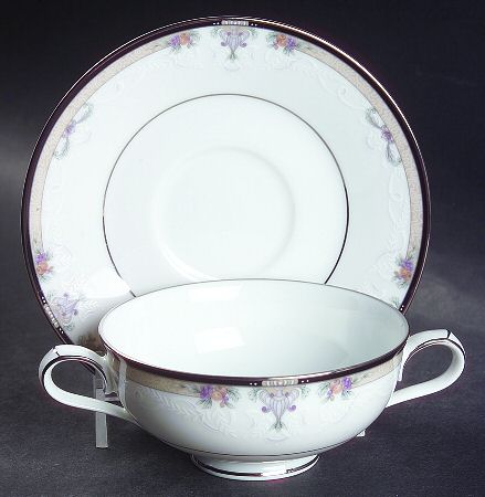 Park Suite Footed Cream Soup Bowl & Cup Saucer Set