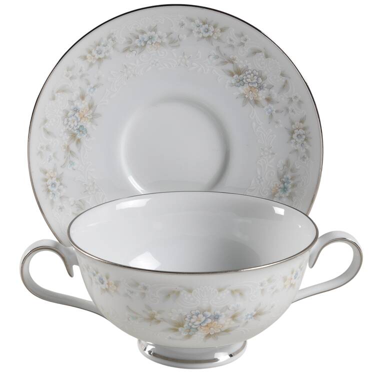 Patience Footed Cream Soup Bowl & Cup Saucer Set