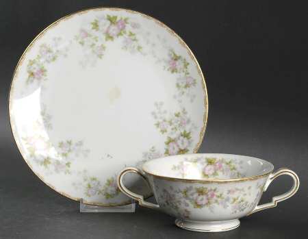 Petite Fleur Footed Cream Soup Bowl & Saucer Set