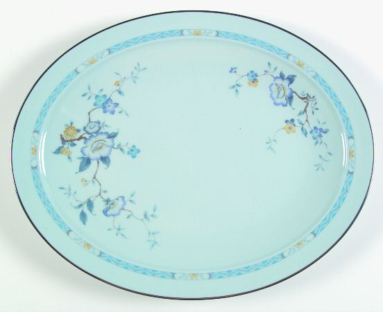 Peonia Blue 13" Oval Serving Platter