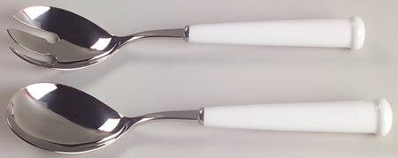 Pearl White (Coupe Shape) (2 Piece) Salad Set with Stainless Bowl