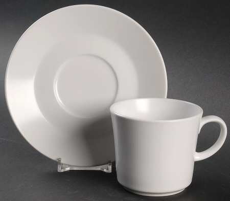 Pearl White (Coupe Shape) Flat Cup & Saucer Set by Noritake