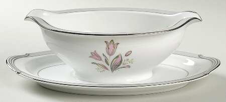Pink Dawn Gravy Boat with Attached Underplate