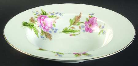 Pink Poppy Rim Soup Bowl