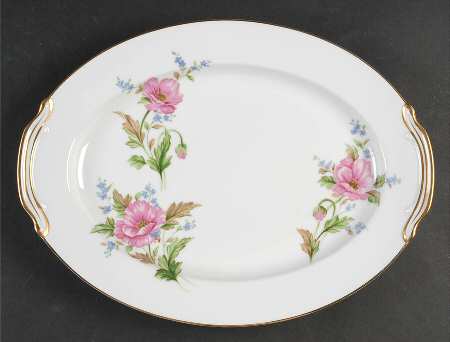 Pink Poppy 13" Oval Serving Platter